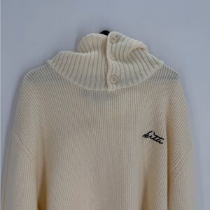 Kith Men’s Lucero Knit Tubular Hood Logo Embroidered Hoodie Sweater In Sandrift